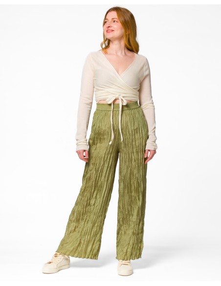PANTALONE LUNGO IN 100% SETA STROPICCIATA "DIDI"