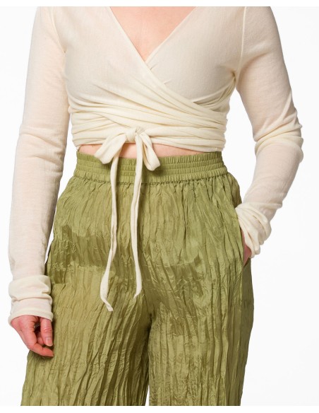 PANTALONE LUNGO IN 100% SETA STROPICCIATA "DIDI"