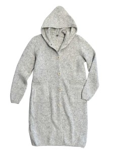 CAPPOTTO IN LANA VERGINE ISLANDESE CON CAPPUCCIO - GRIGIO