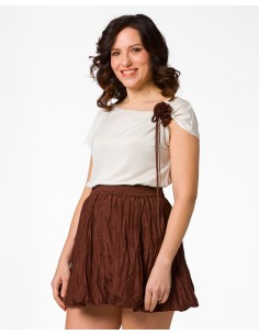 MINIGONNA A PALLONCINO IN 100% SETA STROPICCIATA "MILA"