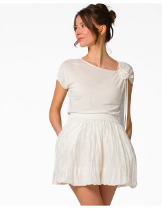 MINIGONNA A PALLONCINO IN 100% SETA STROPICCIATA "MILA" -...