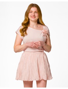 MINIGONNA A PALLONCINO IN 100% SETA STROPICCIATA "MILA" -...