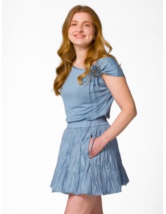 MINIGONNA A PALLONCINO IN 100% SETA STROPICCIATA "MILA" -...