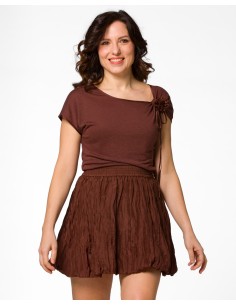 MINIGONNA A PALLONCINO IN 100% SETA STROPICCIATA "MILA" -...