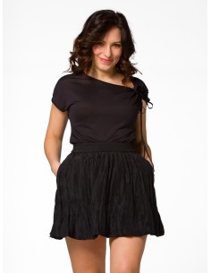 MINIGONNA A PALLONCINO IN 100% SETA STROPICCIATA "MILA" -...