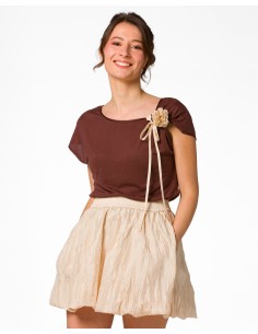 MINIGONNA A PALLONCINO IN 100% SETA STROPICCIATA "MILA" -... 2