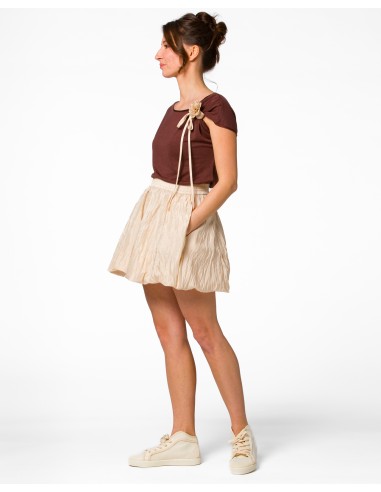MINIGONNA A PALLONCINO IN 100% SETA STROPICCIATA "MILA"