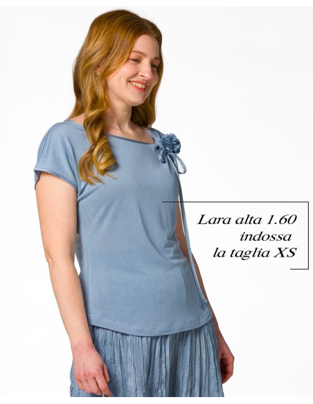 T-SHIRT CINDY CON FIOCCO IN SETA BIOLOGICA, LINO E ECOVISCOSA