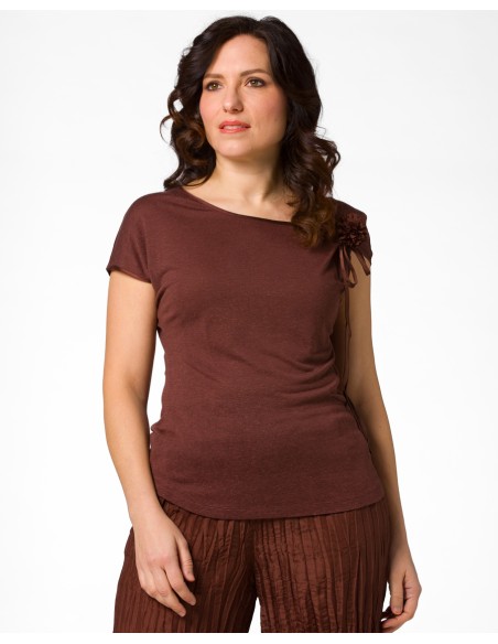 T-SHIRT CINDY CON FIOCCO IN SETA BIOLOGICA, LINO E ECOVISCOSA