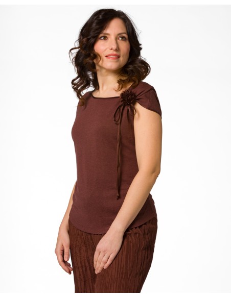 T-SHIRT CINDY CON FIOCCO IN SETA BIOLOGICA, LINO E ECOVISCOSA