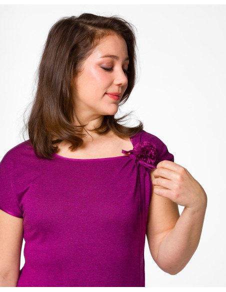 T-SHIRT CINDY CON FIOCCO IN SETA BIOLOGICA, LINO E ECOVISCOSA