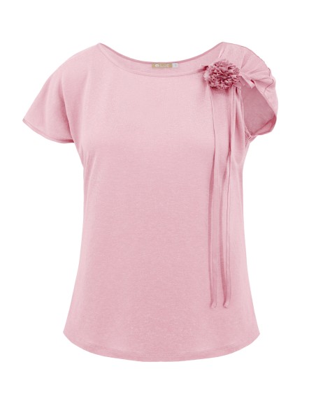 T-SHIRT CINDY CON FIOCCO IN SETA BIOLOGICA, LINO E ECOVISCOSA