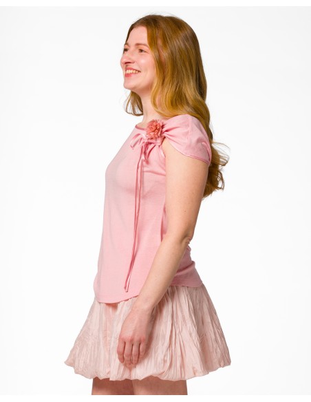 T-SHIRT CINDY CON FIOCCO IN SETA BIOLOGICA, LINO E ECOVISCOSA