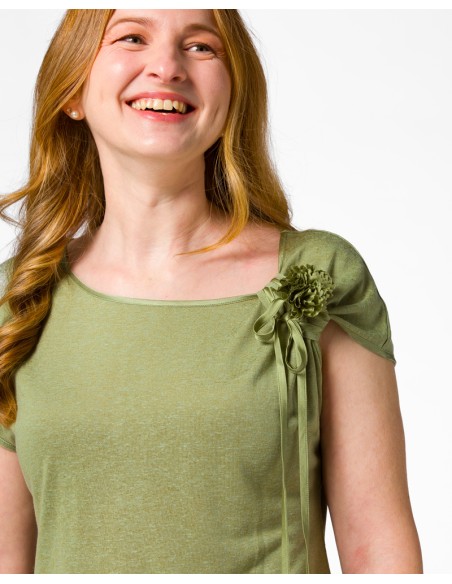 T-SHIRT CINDY CON FIOCCO IN SETA BIOLOGICA, LINO E ECOVISCOSA