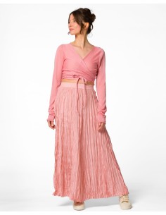 GONNA IN 100% SETA STROPICCIATA "DETTE LIMITED" - ROSA