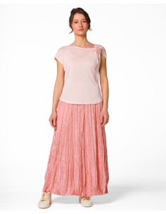 GONNA IN 100% SETA STROPICCIATA "DETTE LIMITED" - ROSA 2