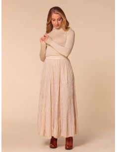 GONNA IN 100% SETA STROPICCIATA "DETTE LIMITED" - NUDE 2