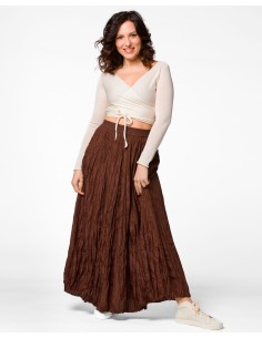 GONNA IN 100% SETA STROPICCIATA "DETTE LIMITED" - MARRONE