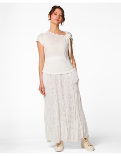 GONNA IN 100% SETA STROPICCIATA "DETTE LIMITED" - BIANCO