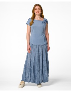 GONNA IN 100% SETA STROPICCIATA "DETTE LIMITED" - DENIM