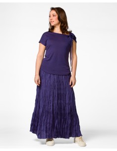 GONNA IN 100% SETA STROPICCIATA "DETTE LIMITED" - NAVY 2