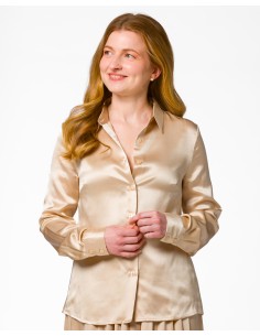 CAMICIA IN 100% SETA SATIN "SVEVA" - NUDE