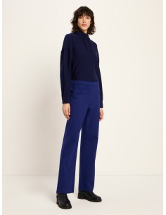 PANTALONE A GAMBA DRITTA IN LANA E COTONE BIOLOGICO - BLU