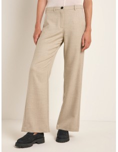 PANTALONI A PALAZZO IN 100% LANA MERINO - BEIGE 2