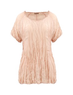 T-SHIRT IN 100% SETA INCRESPATA "KITTY" - ALBICOCCA