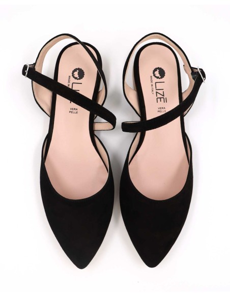 SLINGBACK IN CAMOSCIO CON FONDO CUOIO "DELIGHT"