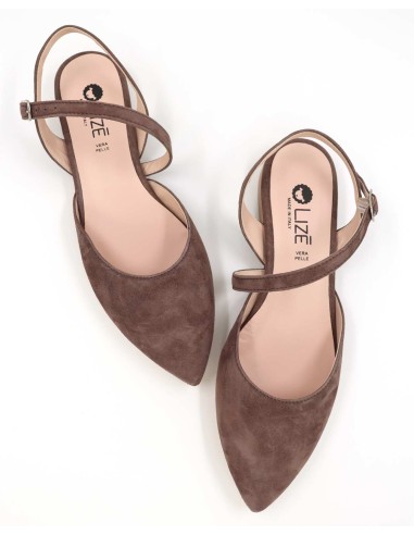 SLINGBACK IN CAMOSCIO CON FONDO CUOIO "DELIGHT"