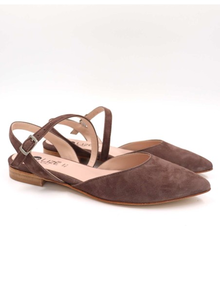 SLINGBACK IN CAMOSCIO CON FONDO CUOIO "DELIGHT"