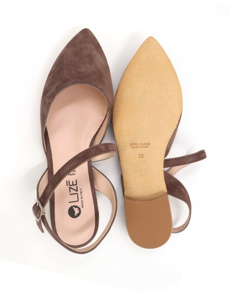 SLINGBACK IN CAMOSCIO CON FONDO CUOIO "DELIGHT"