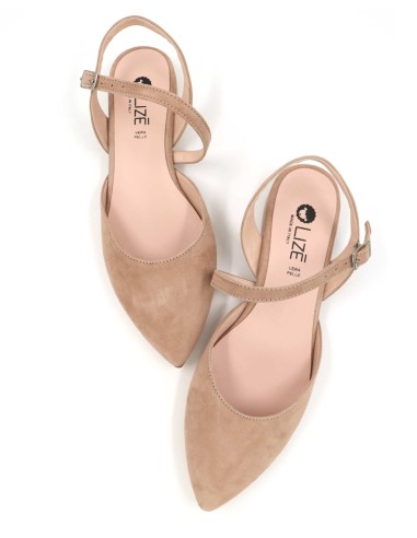 SLINGBACK IN CAMOSCIO CON FONDO CUOIO "DELIGHT"