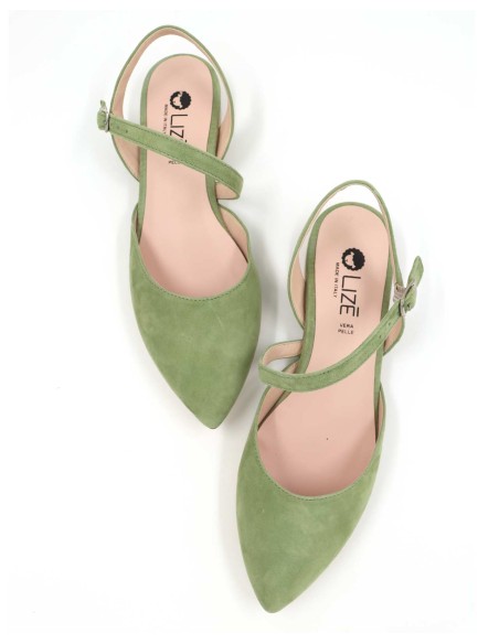 SLINGBACK IN CAMOSCIO CON FONDO CUOIO "DELIGHT"