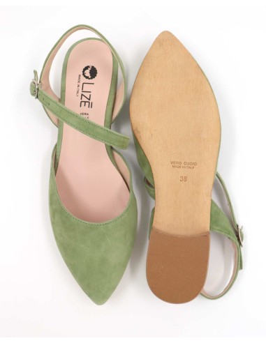 SLINGBACK IN CAMOSCIO CON FONDO CUOIO "DELIGHT"