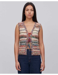 GILET APERTO IN COTONE PIMA FATTO A MANO "BONDI"
 - NATURALE 2