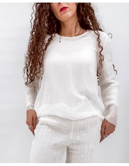 BLUSA BOHEMIEN IN 100% SETA CHIFFON "SIKO"