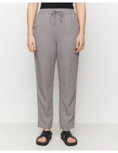 PANTALONE  IN ECOVISCOSA E LINO "MOONFLOWER" - GRIGIO