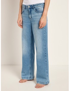 JEANS A PALAZZO IN COTONE BIOLOGICO "MARLENE" - AZZURRO