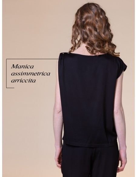 TOP MANICHE ASIMMETRICHE IN 100% BAMBU' SATIN