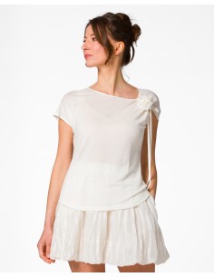 T-SHIRT CINDY CON FIOCCO IN SETA BIOLOGICA, LINO E... 2