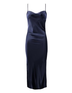 SLIP DRESS IN 100% SETA SATIN "STELLA" - NAVY 2