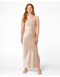 SLIP DRESS IN 100% SETA SATIN "STELLA" - NUDE