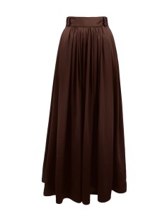 MAXI GONNA IN 100% SETA SATIN "SERENA" - MARRONE 2