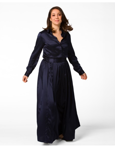 MAXI GONNA IN 100% SETA SATIN "SERENA"