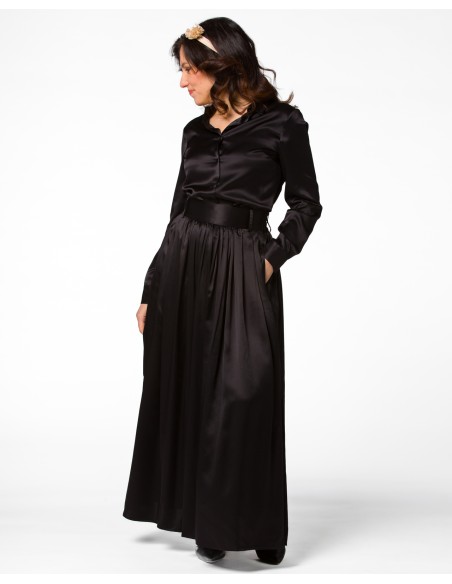 MAXI GONNA IN 100% SETA SATIN "SERENA"