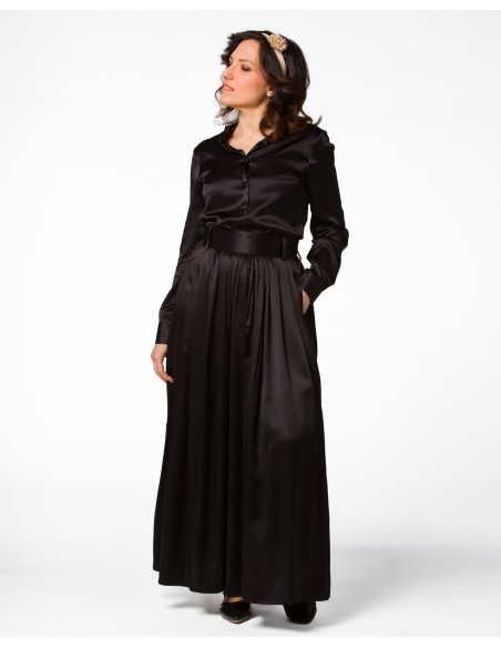 MAXI GONNA IN 100% SETA SATIN "SERENA"