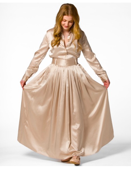 MAXI GONNA IN 100% SETA SATIN "SERENA"
