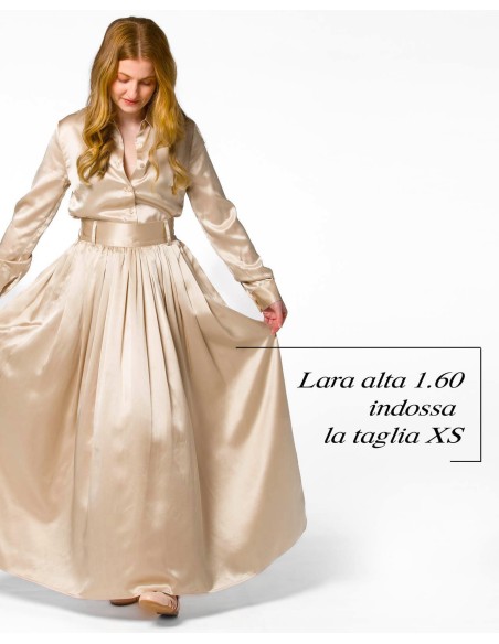 MAXI GONNA IN 100% SETA SATIN "SERENA"